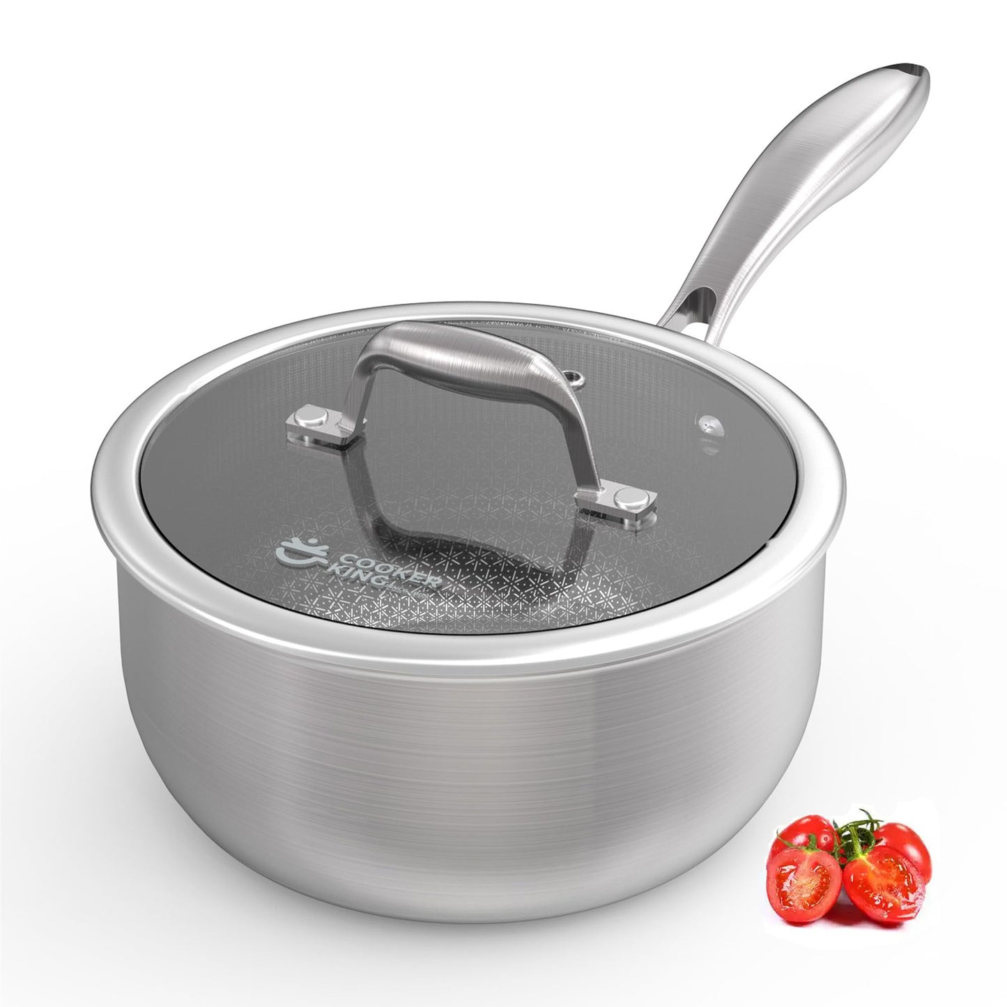 COOKER KING Stainless Steel Saucepan with Lid - 3 Quart Small Cooking Pot