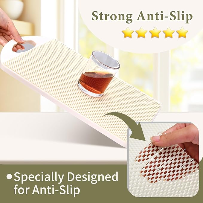 Shelf Drawer Liners for Kitchen Cabinets Non Adhesive Drawer Liner Thickened Refrigerator Liner White Quatrefoil Strong Non-Slip Paper for Tool Box, 11.8 x 118 Inches
