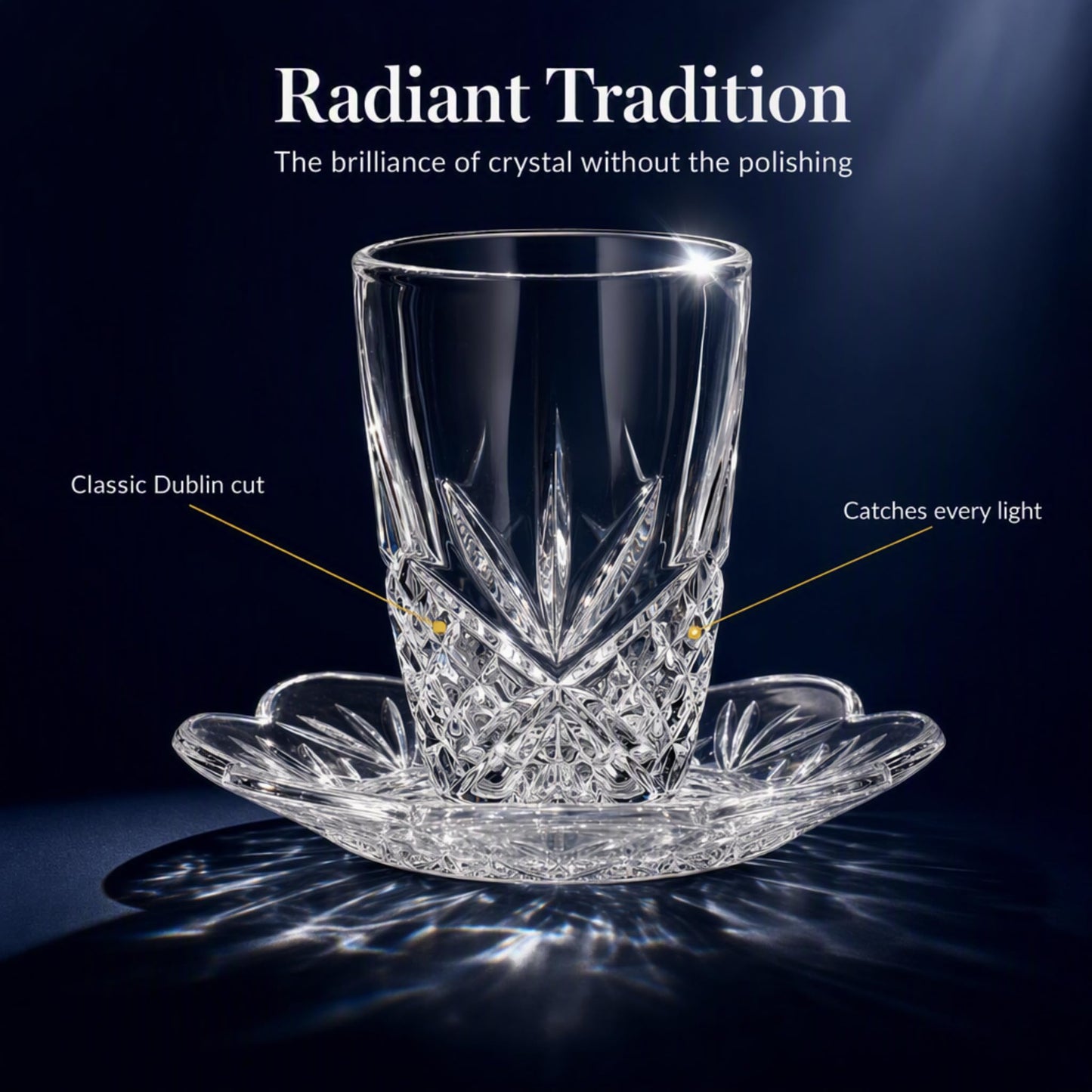 Godinger Kiddush Cup and Plate Set, Crystal Glass Kiddush Cup - Dublin Collection