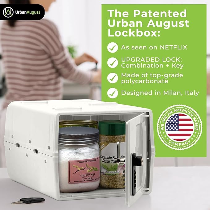 Urban August Dual Combination & Keyed Lockbox - Lockable Box for Everyday Use - Multi-Purpose lock for Home & Office Safety - Made of Industrial-Grade Plastic - One Size (Cream)