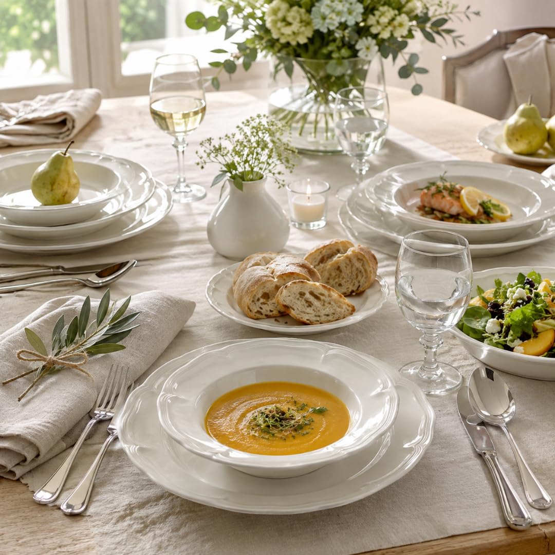 Villeroy & Boch Manoir 18 Piece Dinnerware Set, Creamy White