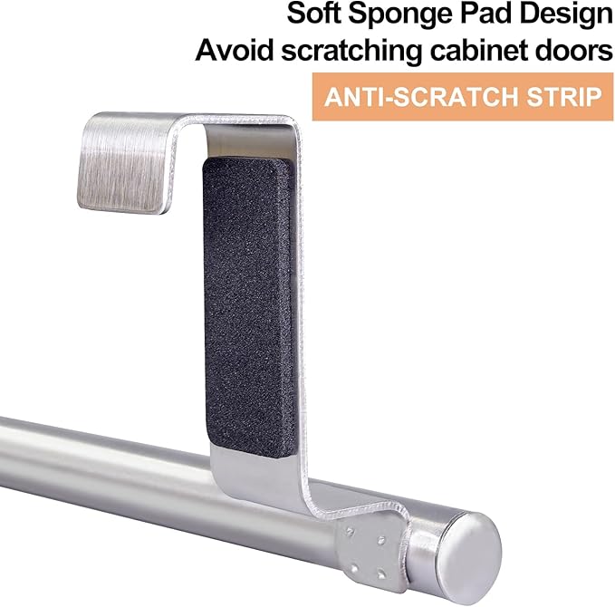 Mziart Kitchen Towel Holder, 2 Pack Over The Door Towel Rack, Over Cabinet Door Towel Bar Stainless Steel Dish Washcloth Hanger, EVA Foam Protective Pad & Non-Slip Self-Adhesive Blocks (9 Inch)