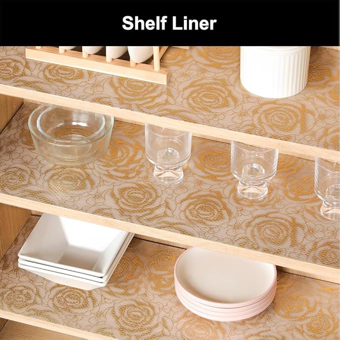 Cooyes Shelf Liner – Premium Non-Adhesive Cabinet & Drawer Liner for Kitchen – Waterproof Shelf Paper with Modern Pattern – Durable EVA Cabinet Mat – Easy to Cut （17.5" W x 78.7" L）