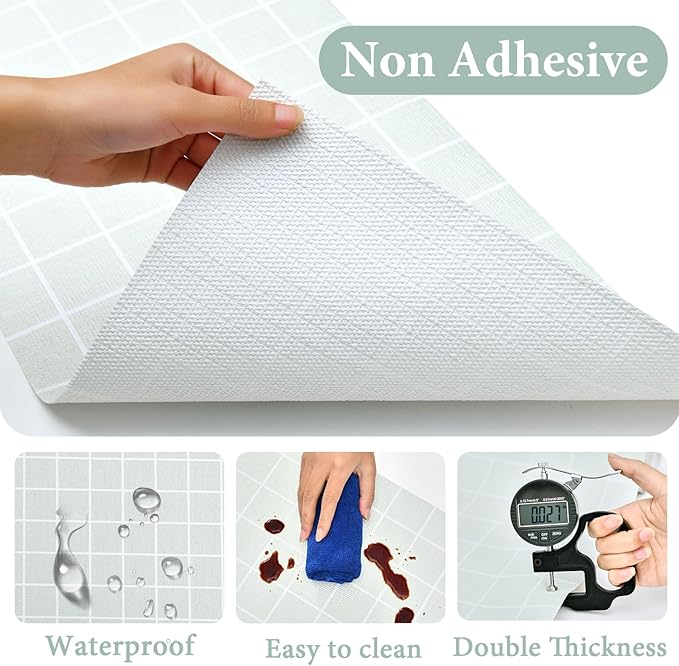 Drawer and Shelf Liner for Kitchen Cabinet: 12 in X 30 Ft Non Slip Waterproof Shelf Paper Non Adhesive Refrigerator Liners Light Gray Grid Easy Liners for Bathroom
