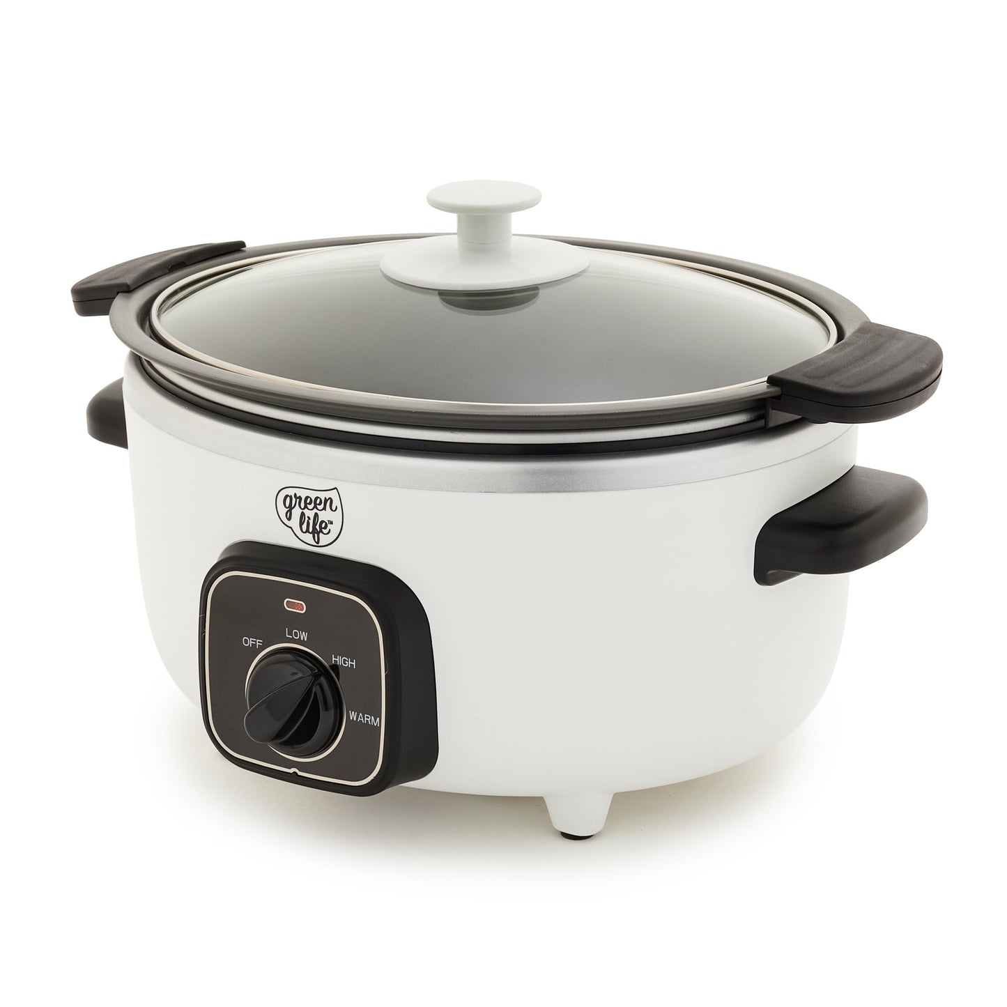 GreenLife 8QT Ceramic Nonstick Slow Cooker, Cooktop/Oven Safe, White