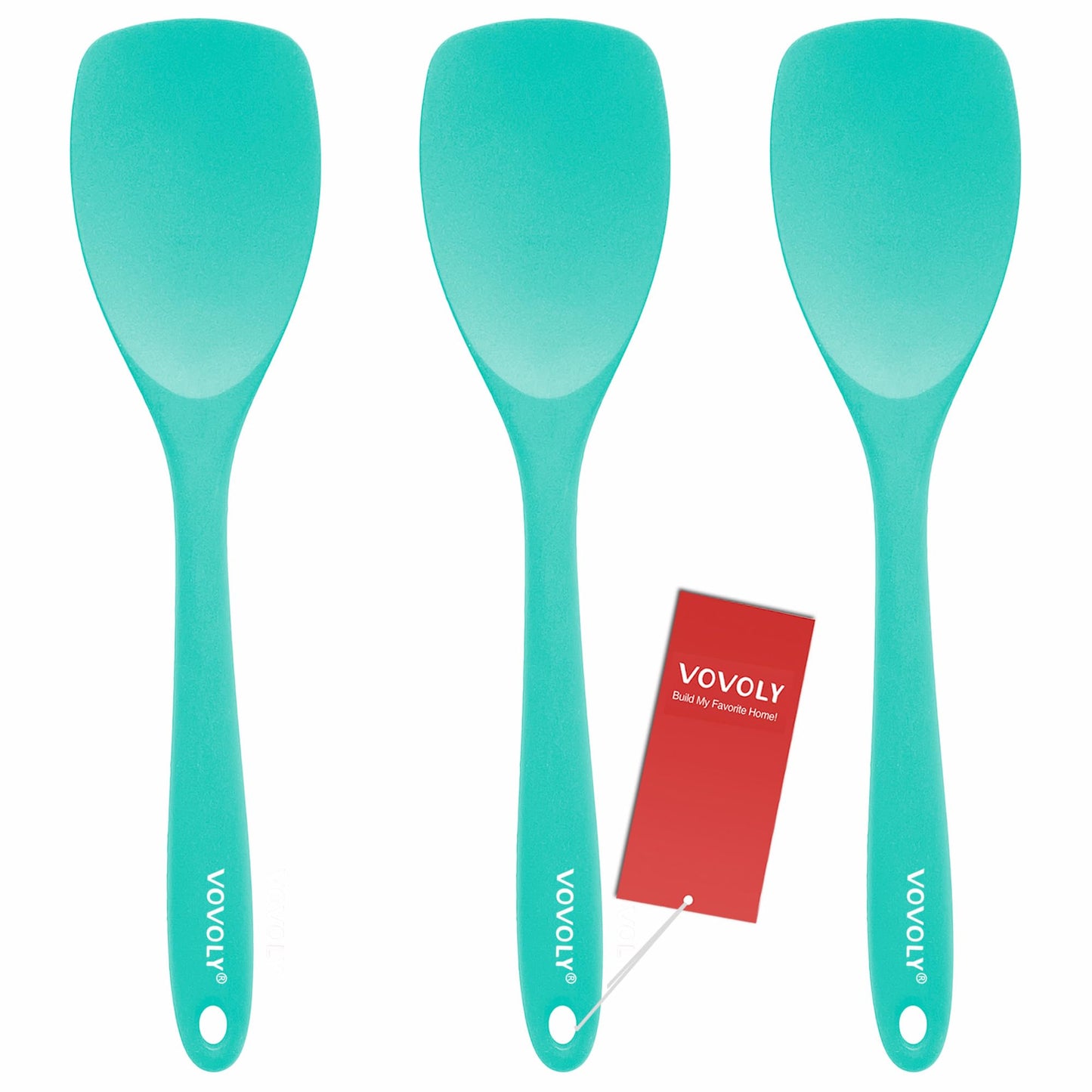 Vovoly Silicone Spatula Spoon Set, 11 IN, Teal, Spoonulas Heat Resistant