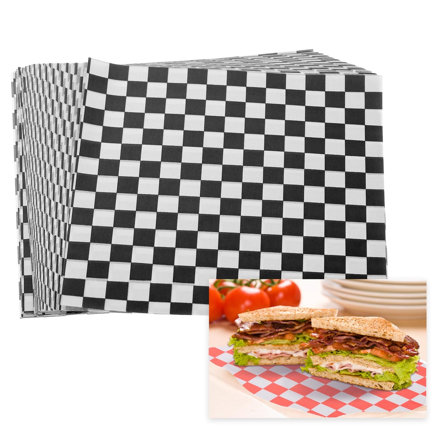 PATIKIL 7.1" x 7.1" Waxed Paper Sheets, 50Pcs Square Pattern Oil-absorbing Dry Food Wrapping Paper for Bakery Coffee Shop Home Baking Kitchen DIY, Red