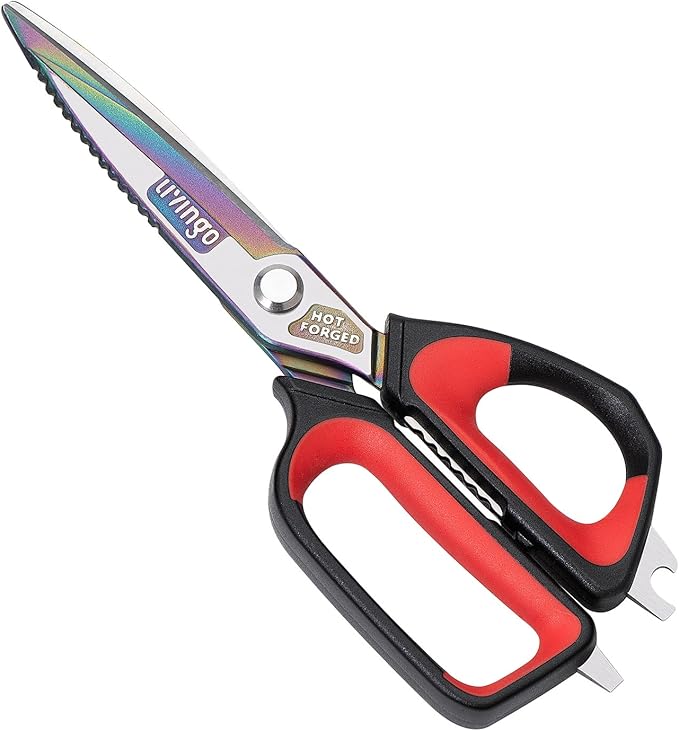 LIVINGO 9.5" Heavy Duty Kitchen Scissors Titanium Coated Poultry Shears