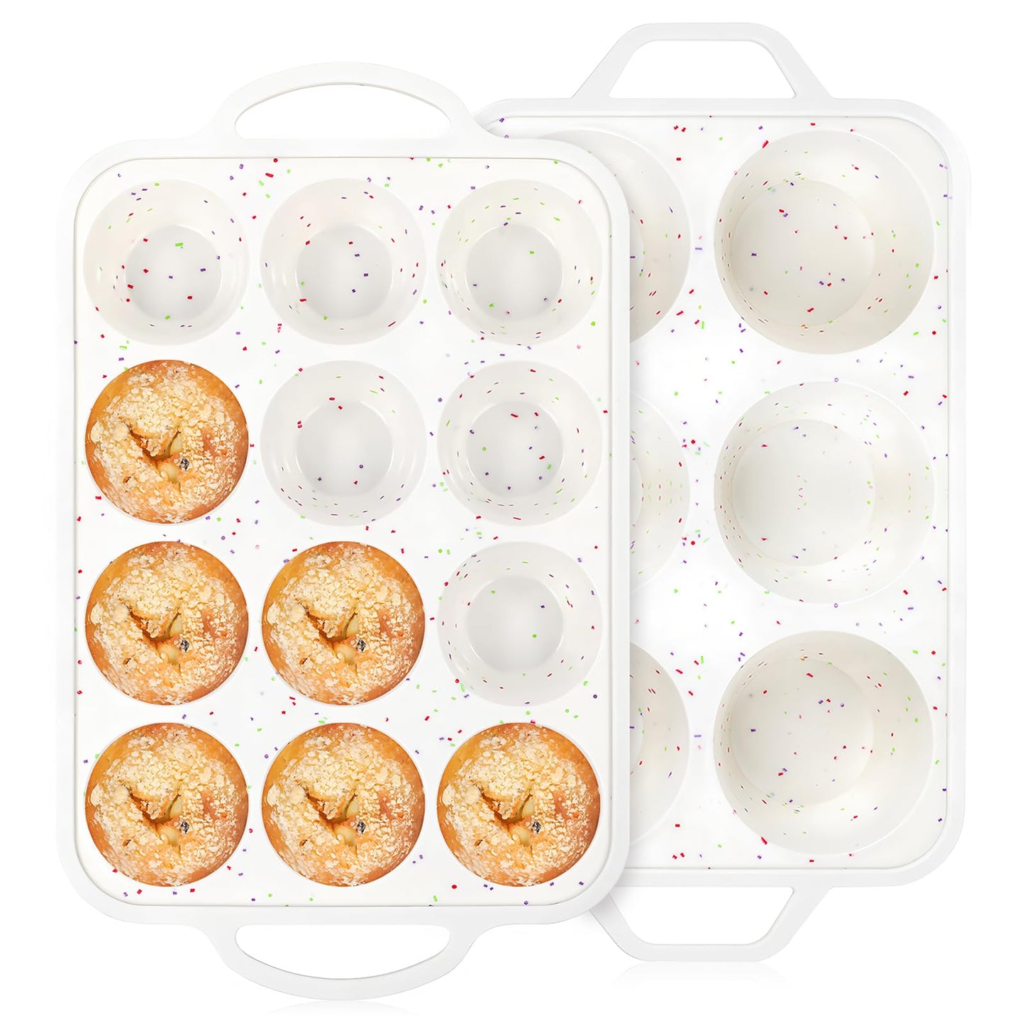 Vinino 1Pack Silicone Muffin Pan for Baking with Metal Reinforced Frame, 12 Cup Regular Size Cupcake Pan, BPA Free Silicone Muffin Tray, Cupcake Baking Pan Molds for Oven Dishwasher Safe - Cream