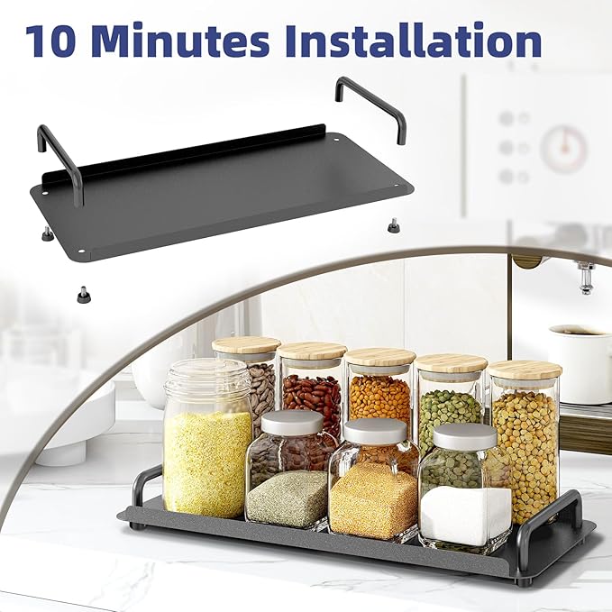 Toilet Paper Basket, Tank Tray with Handle, Bathroom Counter Storage Tray for Kitchen (Black)