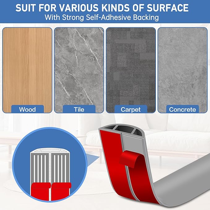 Floor Cord Cover Self Adhesive Cord Hider Floor Extension Cord Covers
