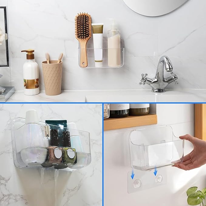 Diesisa Acrylic Wall Mount Organizer, Self Adhesive Organizer for Wall, Cabinet Door Organizer, with Self Adhesive Tape, for Bathroom, Pantry, Kitchen, Laundry, Utility Room, Inside of Cabinet Door