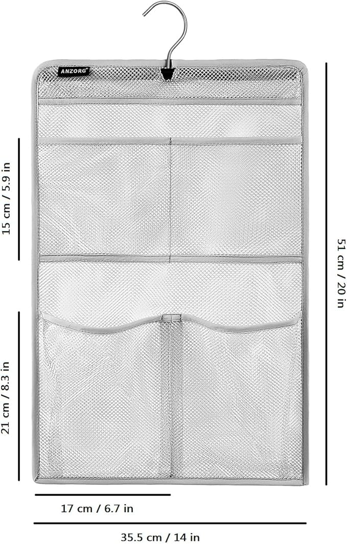 Mesh Shower Organizer Hanging Caddy Quick Dry Bathroom Storage for Toiletry Accessories with Rotating Hanger (4 Pockets)