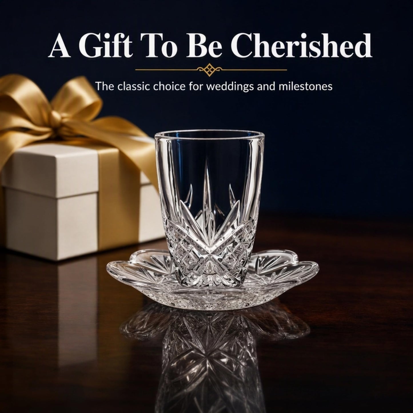 Godinger Kiddush Cup and Plate Set, Crystal Glass Kiddush Cup - Dublin Collection