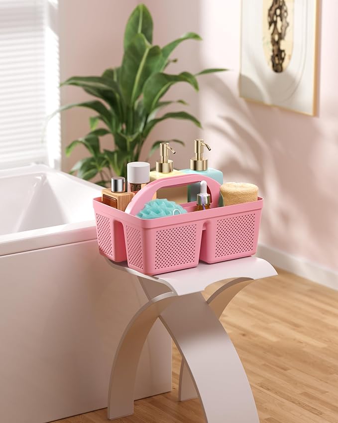 4 PCS Portable Shower Caddy, Integrated Handle, Reinforced Plastic, Organizer Storage Bathroom Supplies and Beauty Products, Cleaning Supplies, Shower Basket for Home, Dorm, Shelf and Cabinet