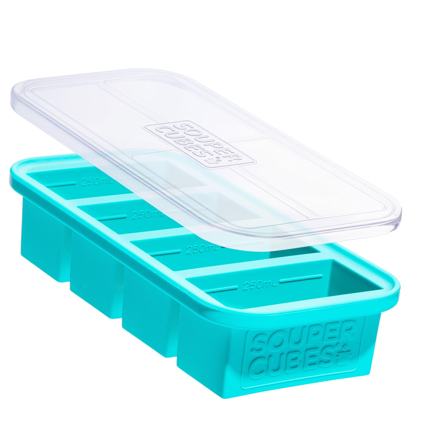 Souper Cubes 1 Cup Silicone Freezer Molds with Lids, Aqua, 2-Pack
