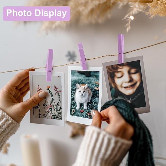 Colored Clothes pins 2.9inch 50PCS Purple, Colorful ClothesPins Wooden Clips for Photos Pictures Decorative Crafts, Decoration clothespins Clothing Hanging clothespins 2.9inch 50PCS (Purple)
