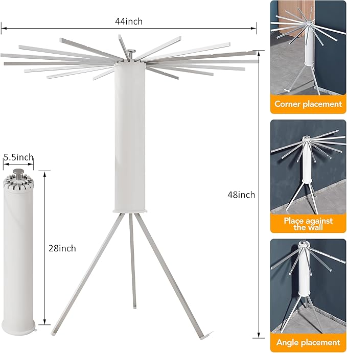 Clothes Drying Rack,Drying Rack Clothing,Laundry Drying Rack,Floor Standing,16 Aluminium Poles,Collapsible,Retractable,Foldable,Folding Laundry Rack