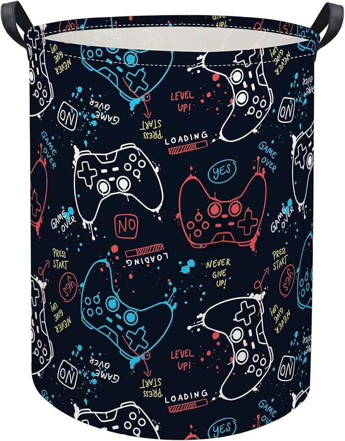 HIYAGON Game Laundry Basket Boys Kids Baby Laundry Hamper Dirty Clothes Organizer Toy Storage Bin Nursery Hamper for Bedroom Room Decor(Game)