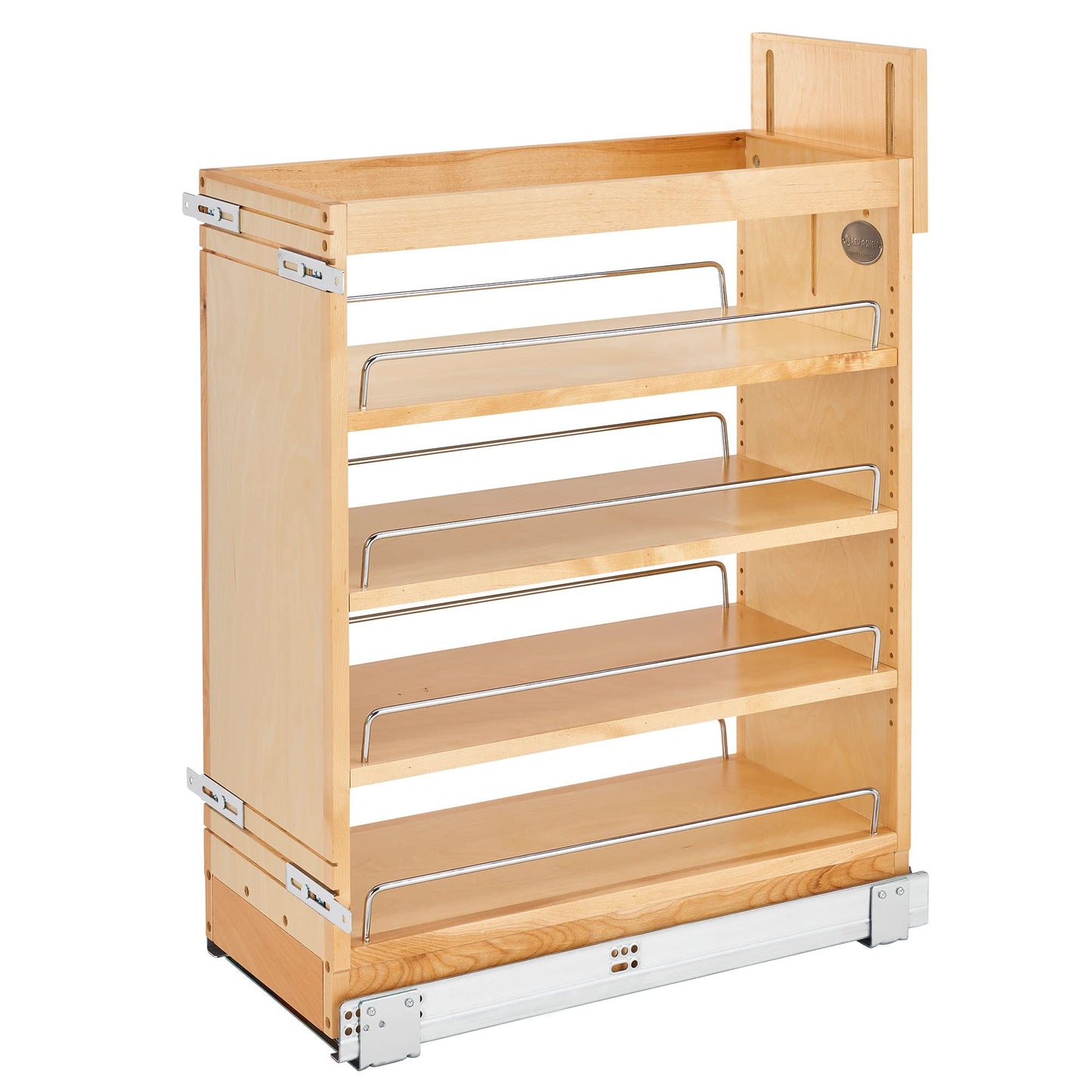 Rev-A-Shelf Maple Pullout Organizer w/Blum Soft-Close for Frameless Full-Height Base Cabinets, Full Extension Slides & Adjustable Shelves, Min Opening Width of 7.5", 448-BCSC-6C