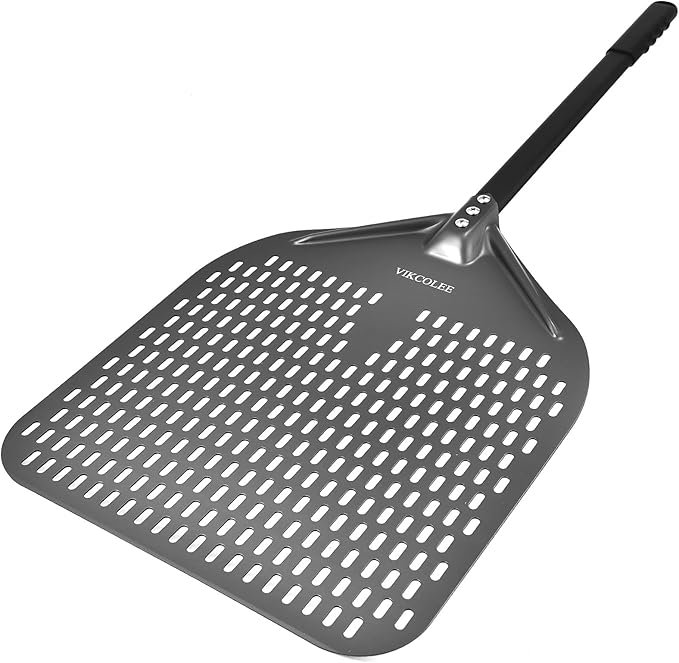 VIKCOLEE Turning Pizza Peel, 8 Inch with 25 Inch Handle Round Pizza Turning Peel, Professional Anodized Aluminum Turning Pizza Spatula, 33 Inch overall