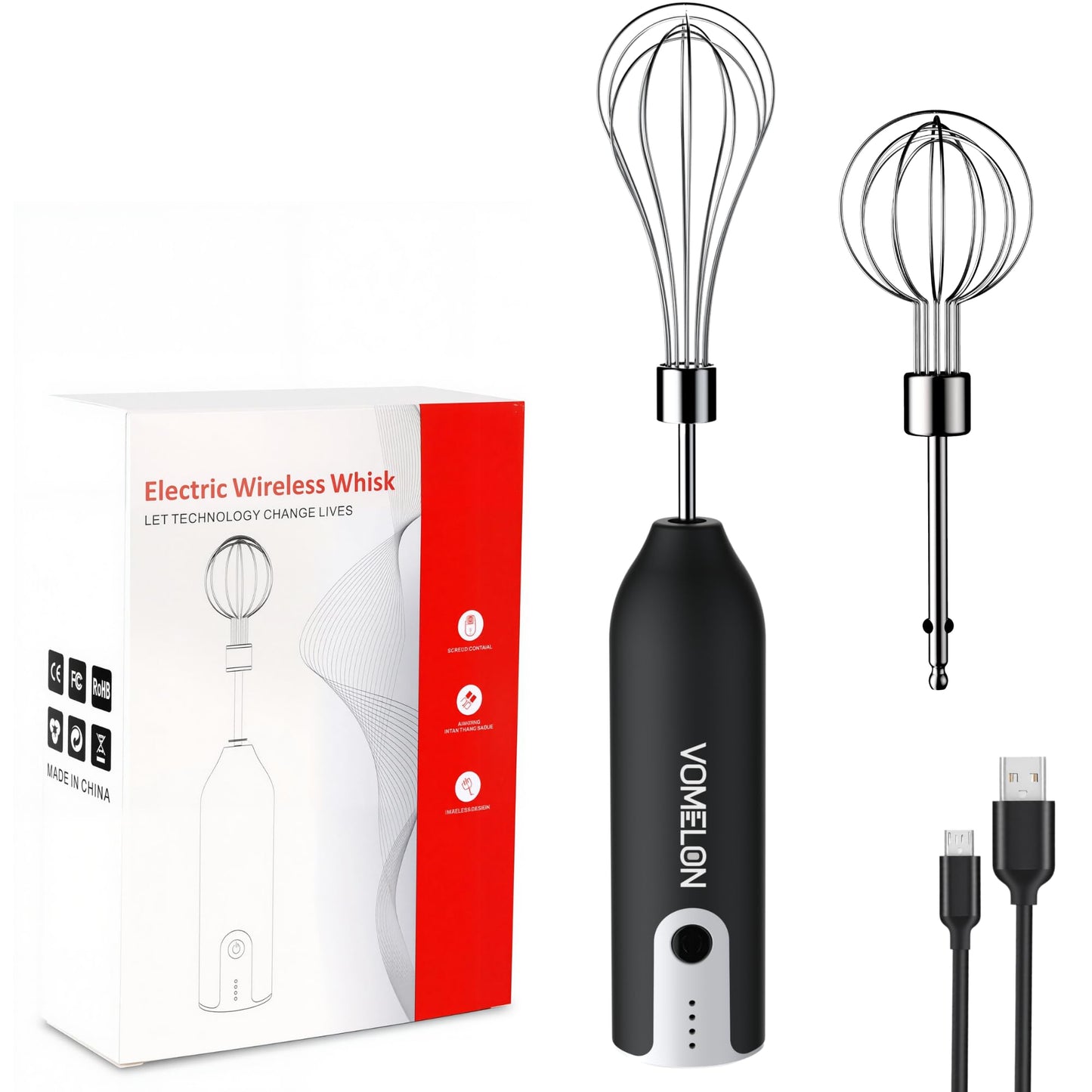 Egg Beater Whisk, Wireless Electric Multi-speed Control Rechargeable Batteries Balloon Whisk for Eggs, Milkshake Cream, Butter, Baby Food Fruits, Sauces and Soup for Kitchen,Camping,Party Gifts