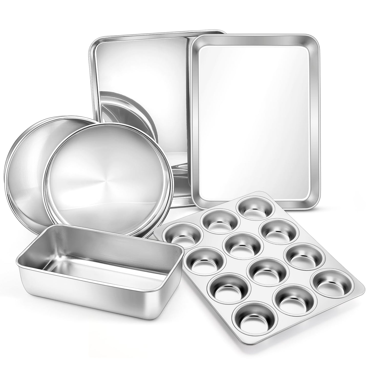E-far 6-Piece Baking Pans set, Stainless Steel Bakeware Set for Oven