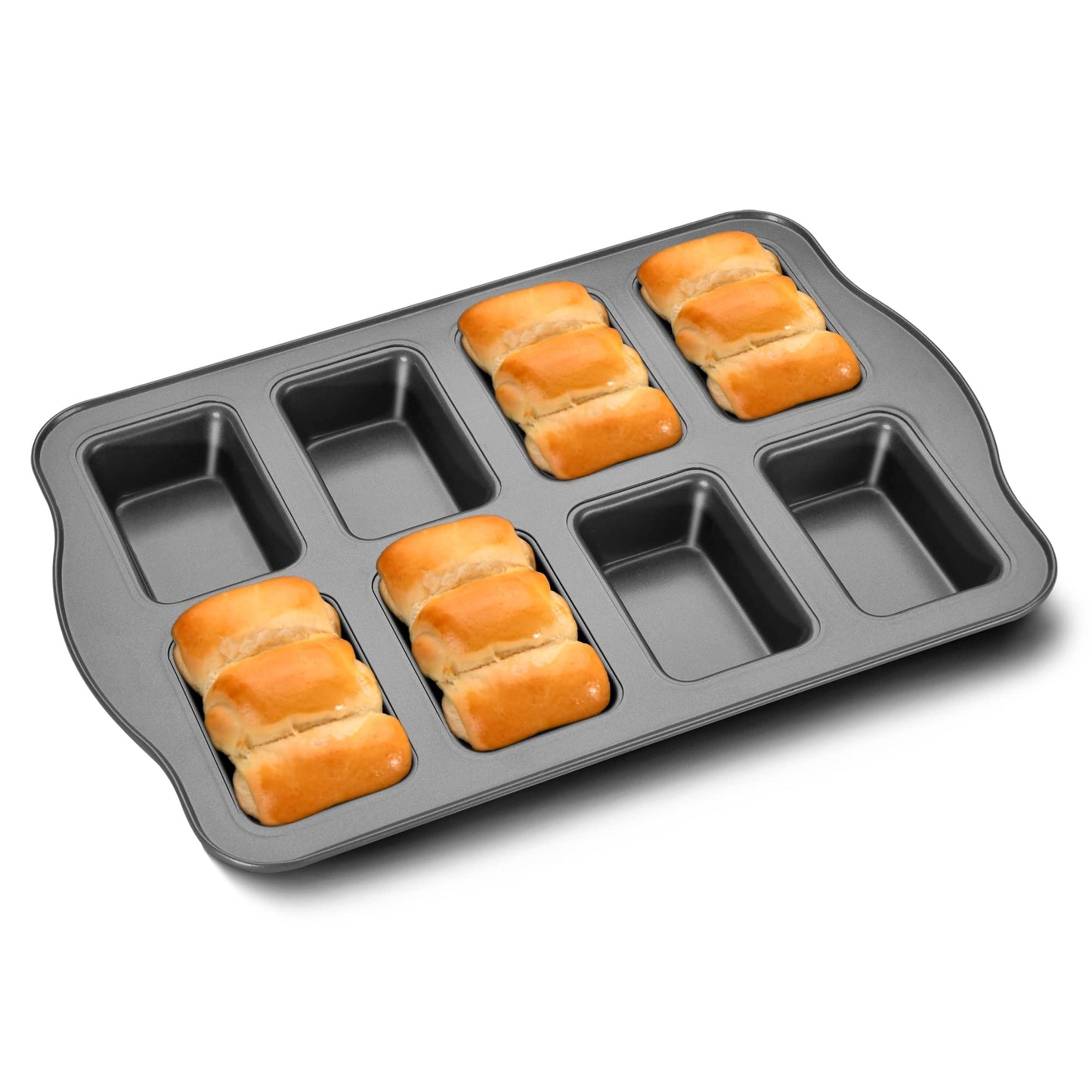 HONGBAKE Nonstick Muffin Pan 12 Cup and Mini Loaf Pans 8 Cavity, Cupcake Tin for Baking and Small Banana Bread Tray - Grey