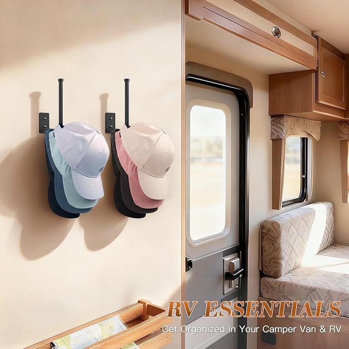 STYLISHT RV Essentials Hat Organizer: Camper Accessories 2 Pack - Hat Rack for RV Accessories Lovers - Perfect for Camper Accessory and Home Organization - Hat Rack for Wall