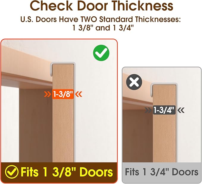 Long Over The Door Hooks with 15.75-inch Arms for Easier Access by Women, Heavy Duty Door Hanger for Winter Coat, L16U, Fits Standard 1 3/8'' Doors, Towel Racks Organization, White
