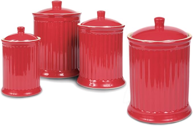 Omniware Simsbury Canister, Set of 4 - Silicone Seal, Ceramic (Turquoise)
