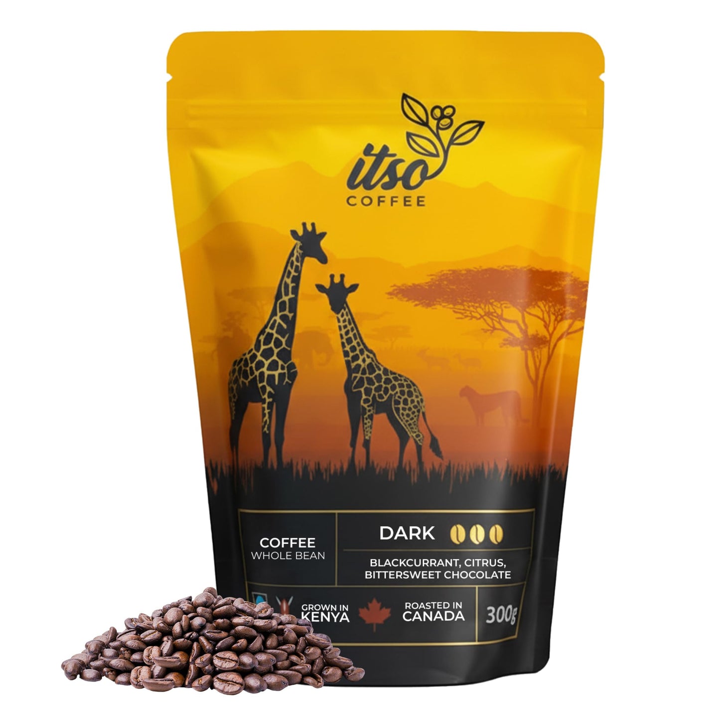 Medium Roast Whole Bean Coffee – Smooth & Balanced Arabica for Espresso, Cold Brew & Pour Over – Fresh Roasted Specialty Kenyan AA Beans – 300g Bag