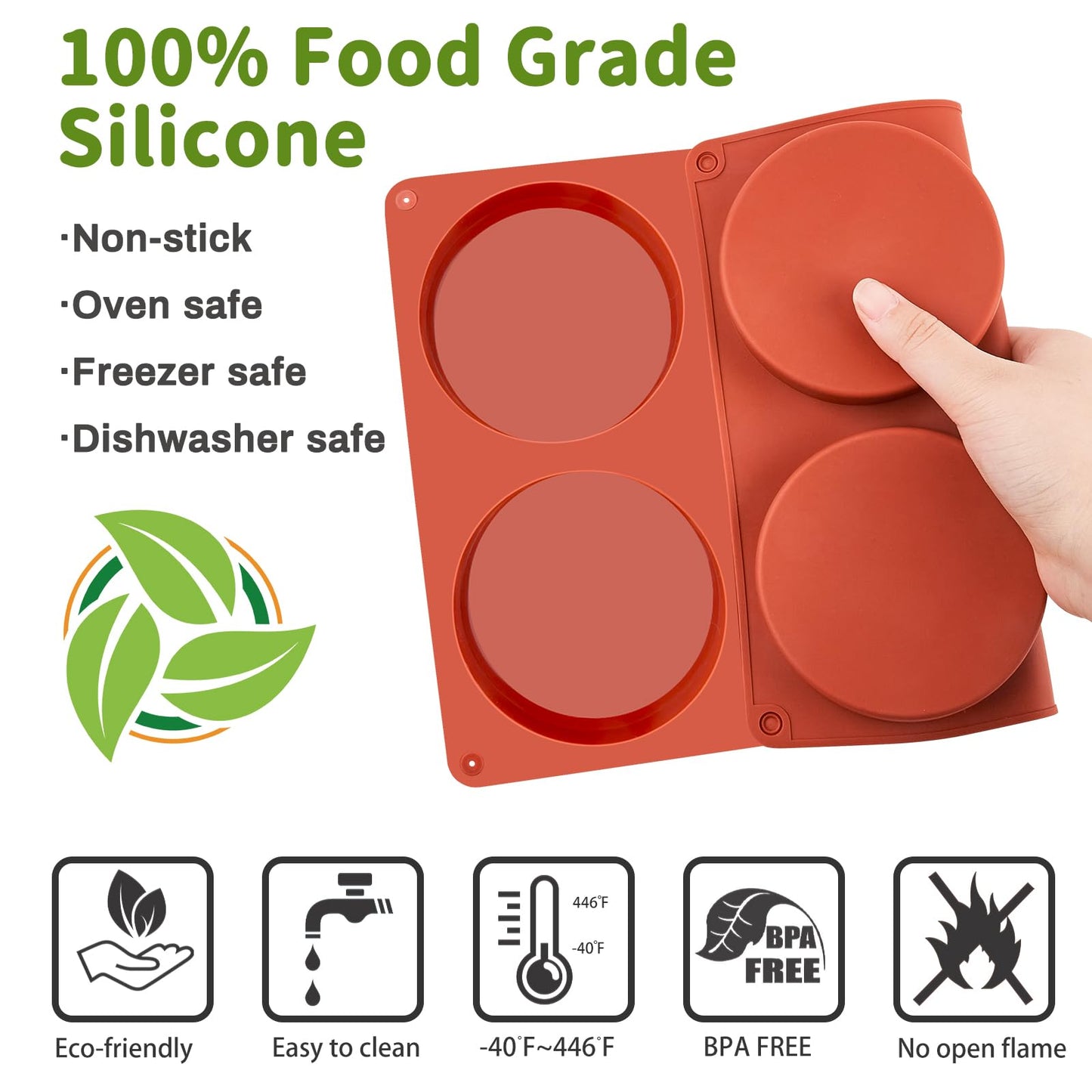JOERSH Silicone Egg Bite Molds, 3 Inch, 2 Pack