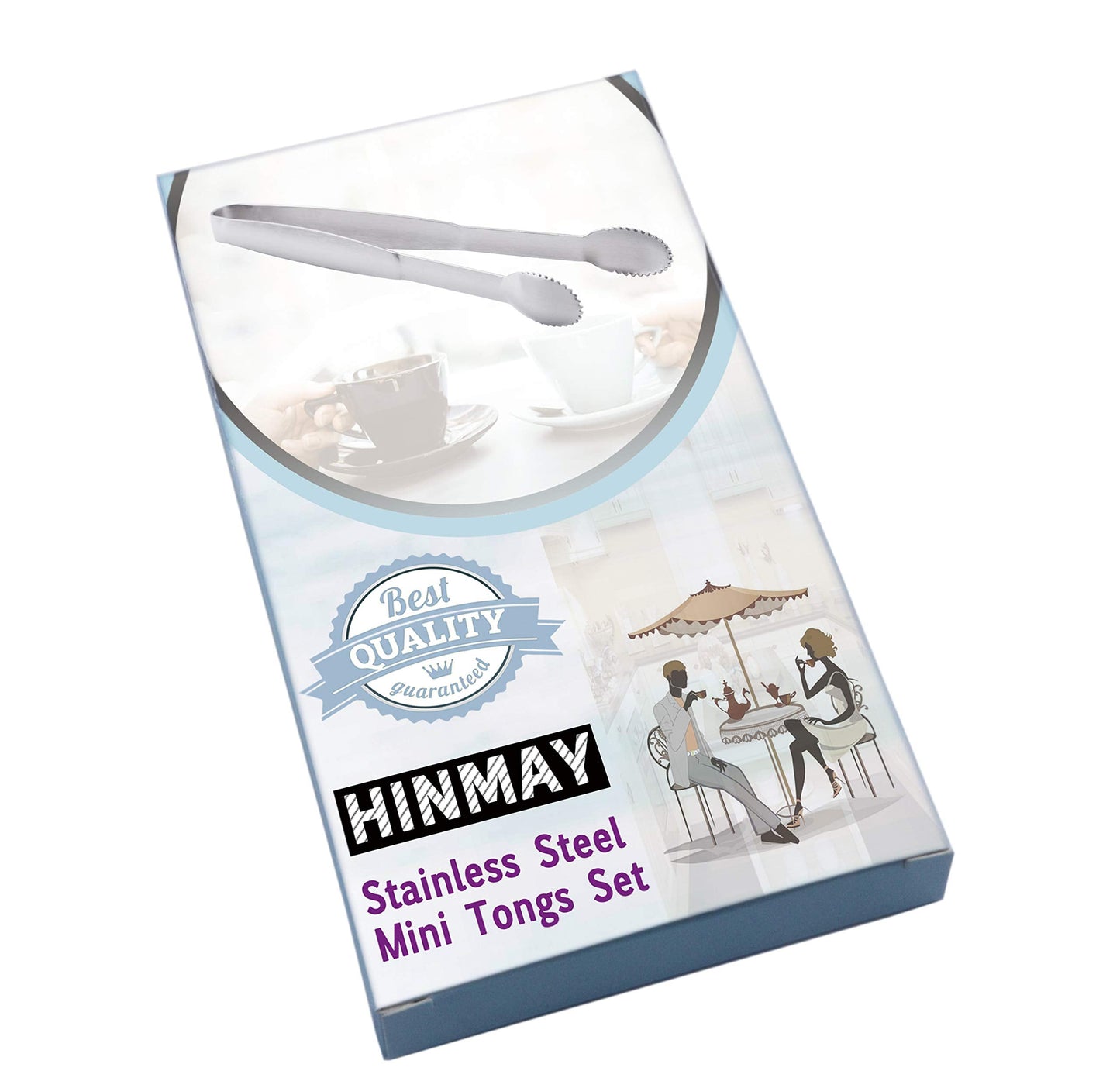 HINMAY Mini Tongs 5-3/4 Inch Stainless Steel Small Serving Tongs, Set of 4