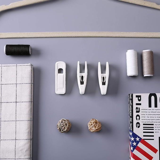 Trgowaul Velvet Hangers Clips, Pants Hangers Velvet Clips, Strong Finger Clips Perfect for Thin Velvet Hangers (60pc, White)