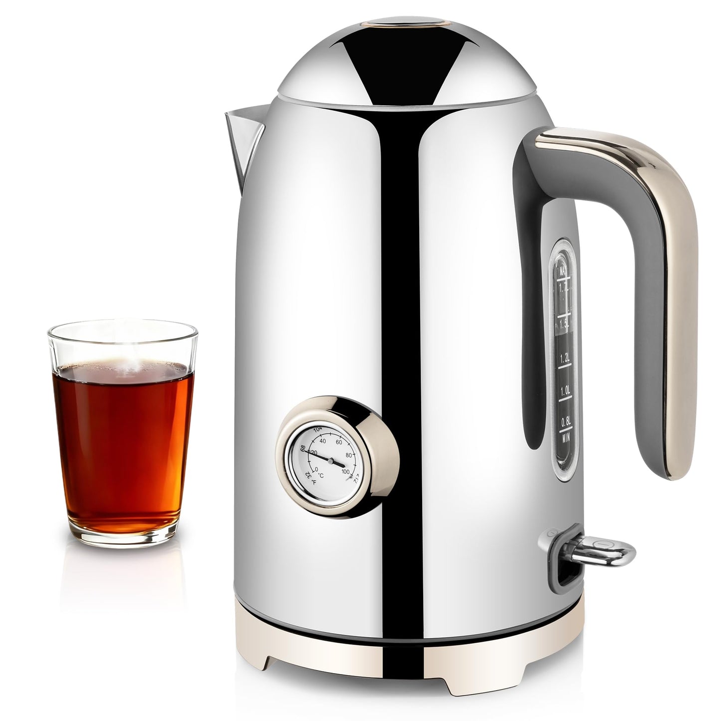 SUSTEAS 57oz Electric Kettle with Thermometer, Hot Water Pot, Retro Yellow