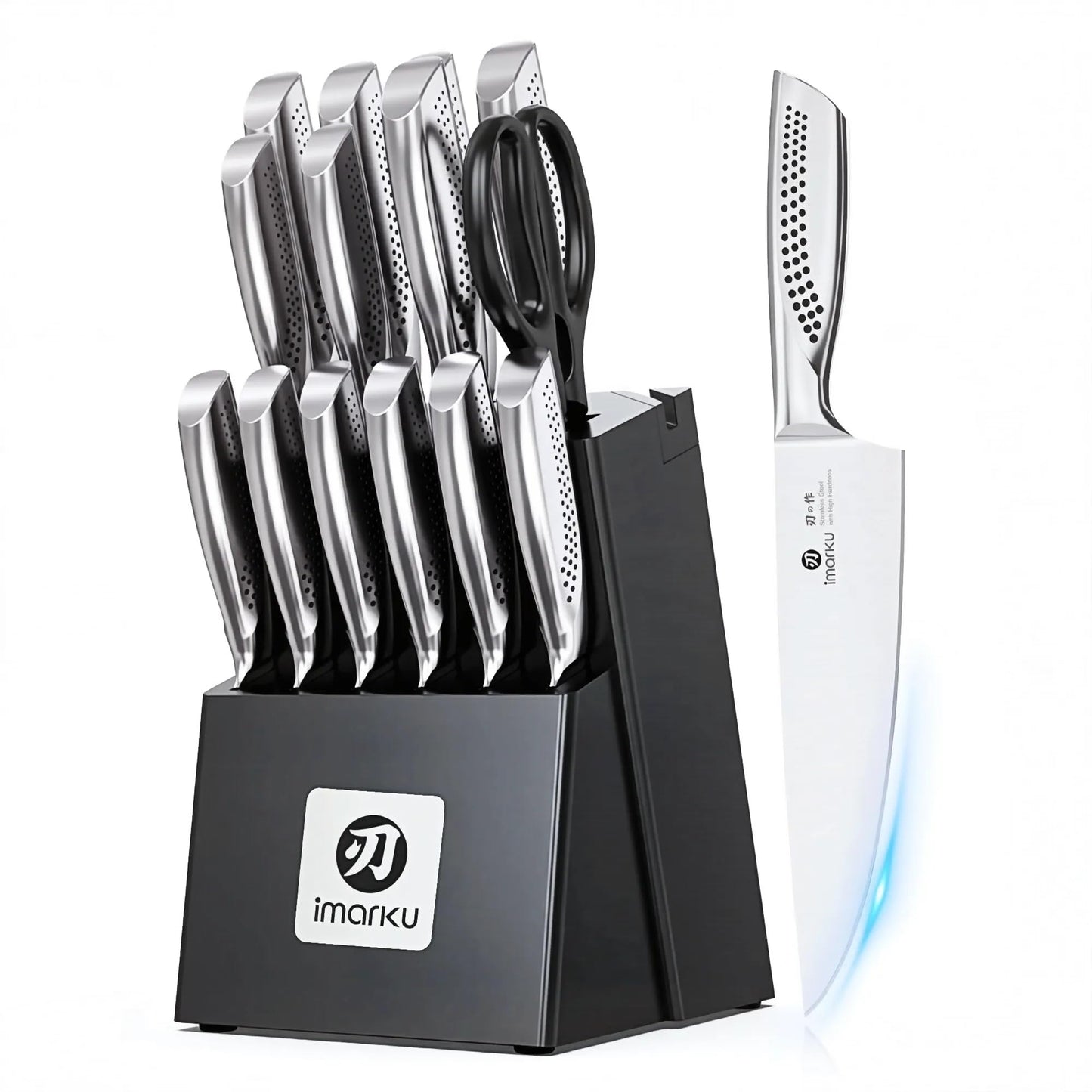 imarku 14-Piece Kitchen Knife Set, High-Carbon Stainless Steel,Pink