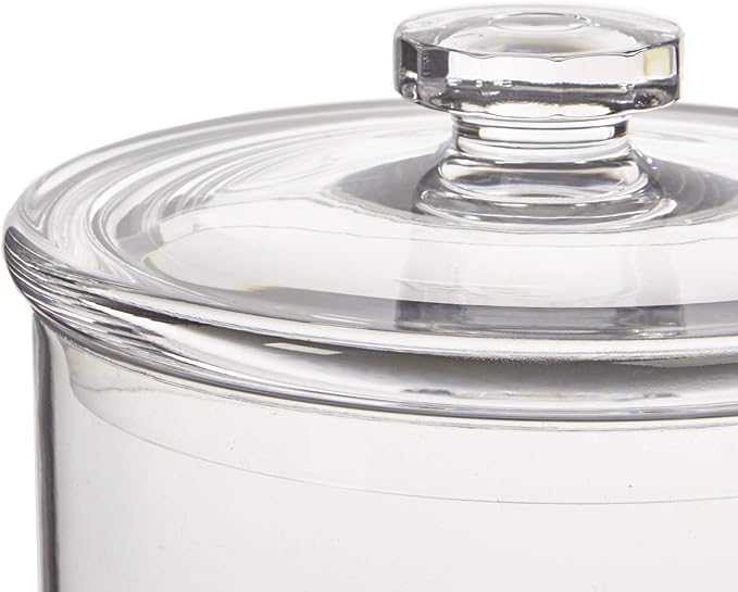 STORi Premium Quality Clear Plastic Makeup and Cotton Ball Holder | 60-oz Apothecary Jar with Lid | Perfect Storage Container to Organize Bathroom and Vanity