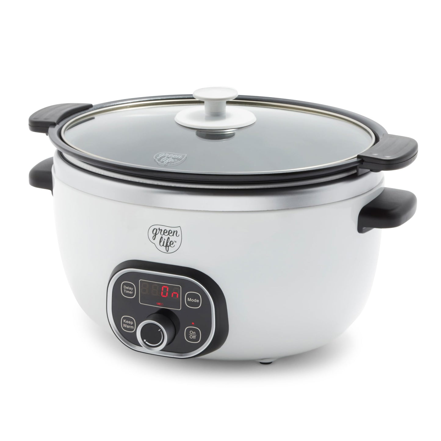GreenLife 8QT Ceramic Nonstick Slow Cooker, Cooktop/Oven Safe, White