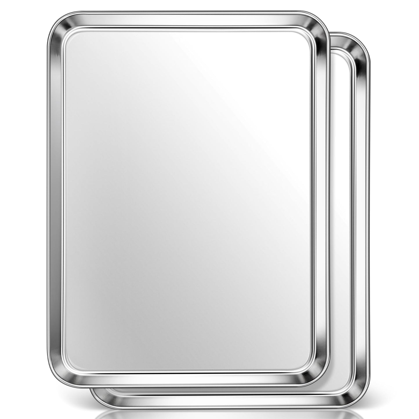 Homikit 9x13 Inches Stainless Steel Quarter Sheet Pan Set of 2, Non Toxic