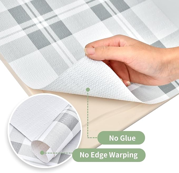 Drawer and Shelf Liner for Kitchen Cabinet: 12 in X 30 Ft Non Slip Waterproof Shelf Paper Non Adhesive Refrigerator Liners Light Grey Lattice Easy Liners for Bathroom