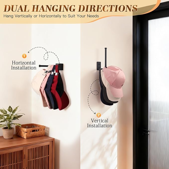 STYLISHT RV Essentials Hat Organizer: Camper Accessories 2 Pack - Hat Rack for RV Accessories Lovers - Perfect for Camper Accessory and Home Organization - Hat Rack for Wall