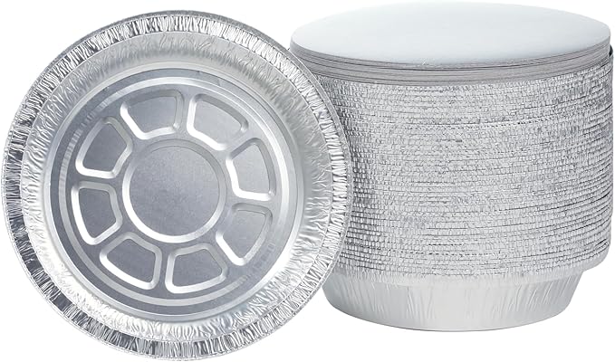 Waytiffer 60 Pack Aluminum Pans 7” Round Disposable Foil Pans With Lids