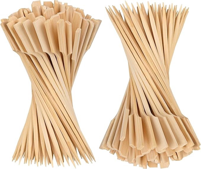 4.7 Inch Bamboo Skewers, 300 PCS Bamboo Paddle Wood Picks, Toothpicks for Appetizers, Cocktail Picks for Drinks, Food Picks, BBQ, Sandwich, Barbecue Snacks.