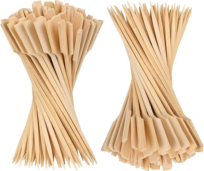 4.7 Inch Bamboo Skewers, 300 PCS Bamboo Paddle Wood Picks, Toothpicks for Appetizers, Cocktail Picks for Drinks, Food Picks, BBQ, Sandwich, Barbecue Snacks.