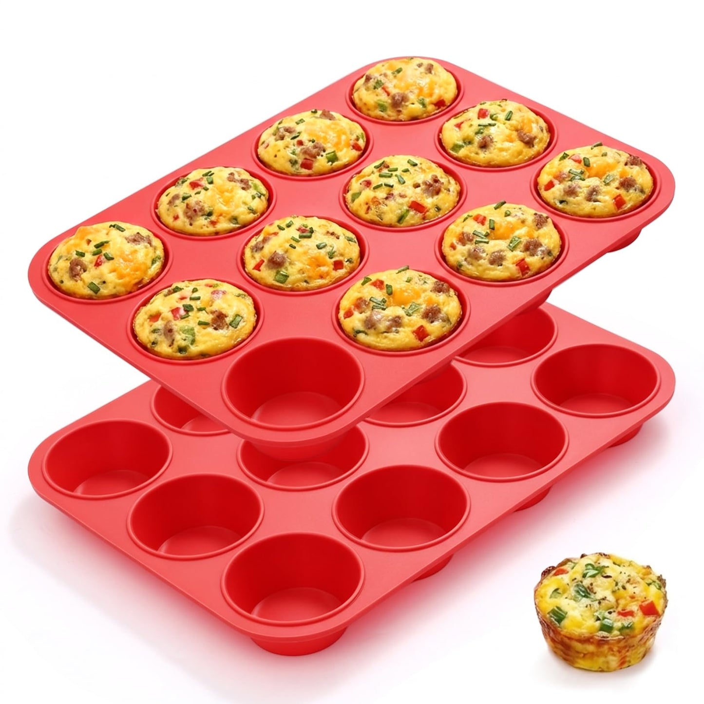 12 Cups Silicone Muffin Pans for Baking Cupcake Pan Nonstick Silicone Molds