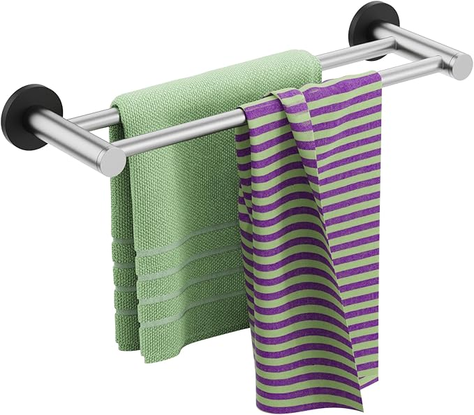 ULIBERMAGNET Magnetic Double Towel Bar, Adjustable Silver Heavy Duty Towel Holder, 22LB Capacity Non-Slip Magnetic Dishcloth Rod Rack for Refrigerator, Dishwasher, Laundry, RV, Kitchen