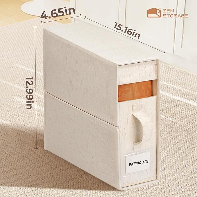 4Pack Linen Sheet Organizers and Storage - King/Queen Size Sheet Storage Organizer with Window, Foldable & Dustproof Sheet Organizer for Linen Closet for Summer Blankets & Sheet Sets,Off-white