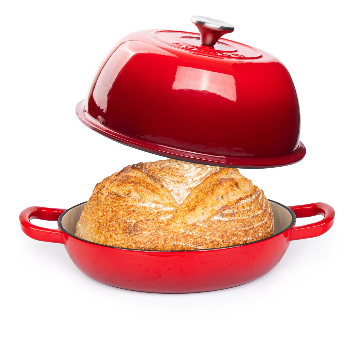 Enamelled Cast Iron Dutch Oven For Bread Baking – Dutch Oven Pot For Sourdough Bread Baking – Cast Iron Bread Pot – Dark Blue, 6 Quarts, 26cm – by Nuovva