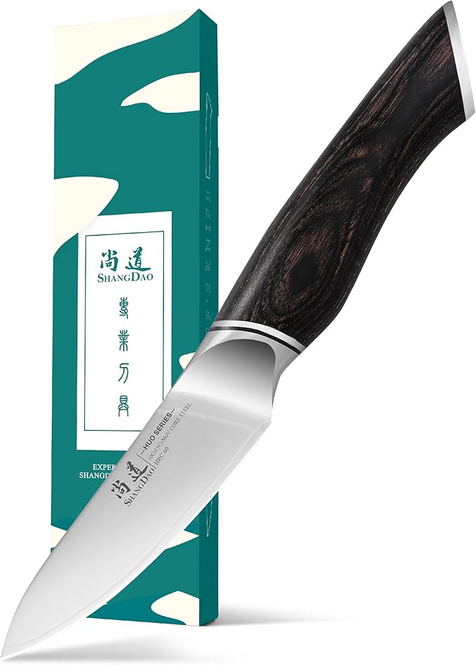 SHANGDAO Utility Knife, 6 Inch Small Kitchen Chef Knife, Ultra Sharp 3 Layers VG10 Alloy Steel, Multipurpose Paring Knife for Fruit and Vegetable Cutting with Wooden Handle, Gift Box